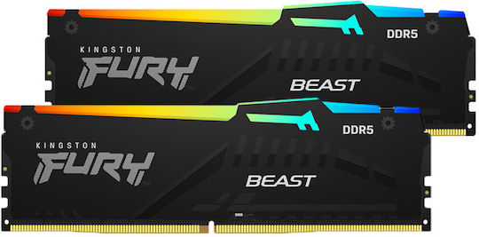 Kingston Fury Beast RGB 64GB DDR5 RAM with 2 Modules (2x32GB) and 5200 Speed for Desktop