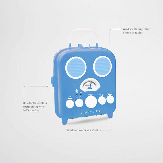 Sunnylife Beach Sounds Bluetooth-Lautsprecher mit Radio und Akkulaufzeit bis zu 6 Stunden Blau