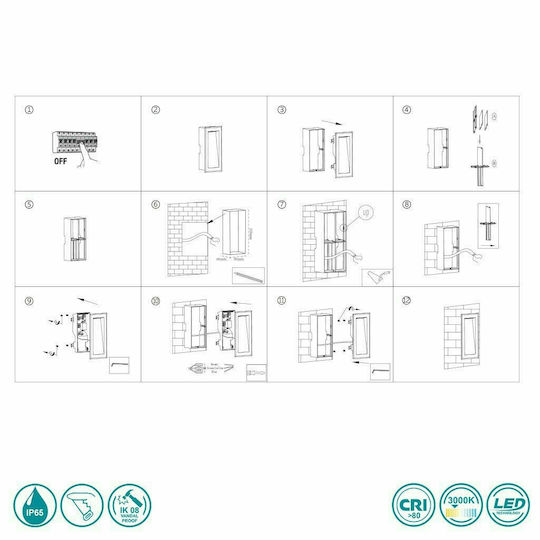 Faro Barcelona Soun Aplica de exterior montată pe perete LED IP65 5W cu Alb Cald Lumină