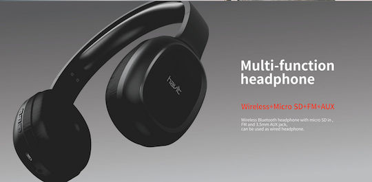 Havit H2590BT Wireless / Wired Over Ear Headphones with Radio with 4 hours of Operation Blue