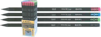 Adel Natural Blackline Pencil HB with Eraser Black