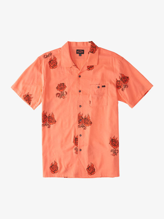 Sundays Vacay Short-sleeved Cotton Shirt Floral Washed Red