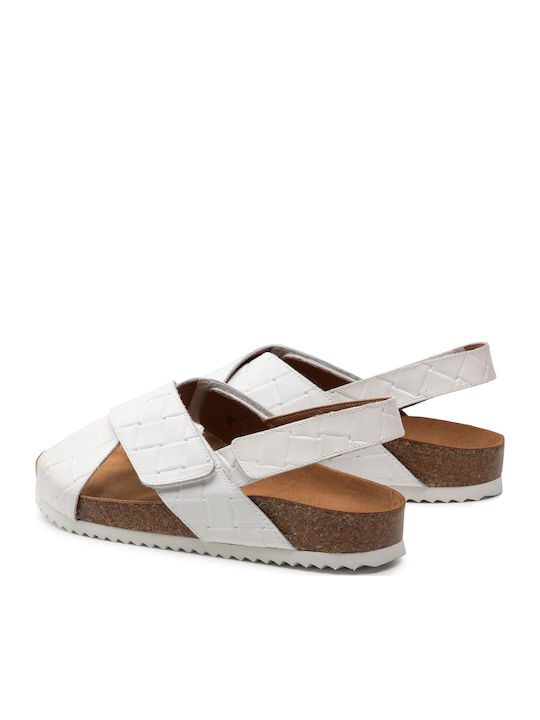 Leather Women's Flat Sandals Anatomic in White Color