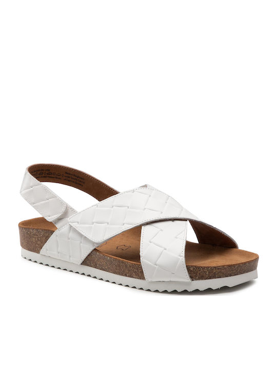Leather Women's Flat Sandals Anatomic in White Color
