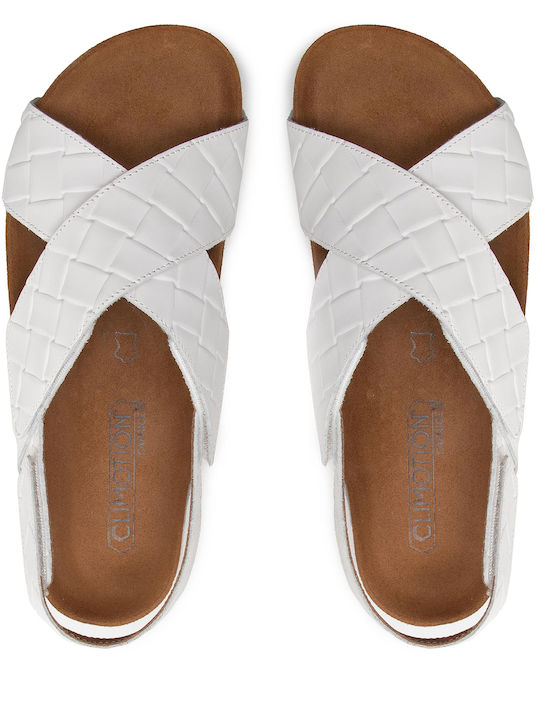 Leather Women's Flat Sandals Anatomic in White Color