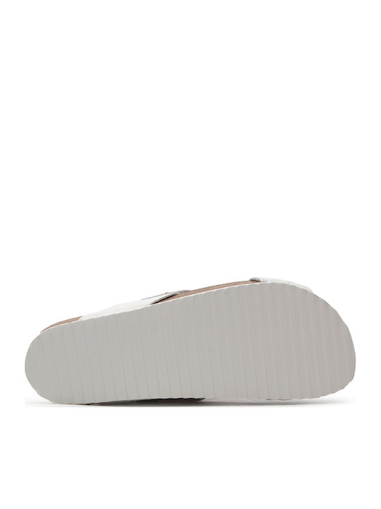 Leather Women's Flat Sandals Anatomic in White Color