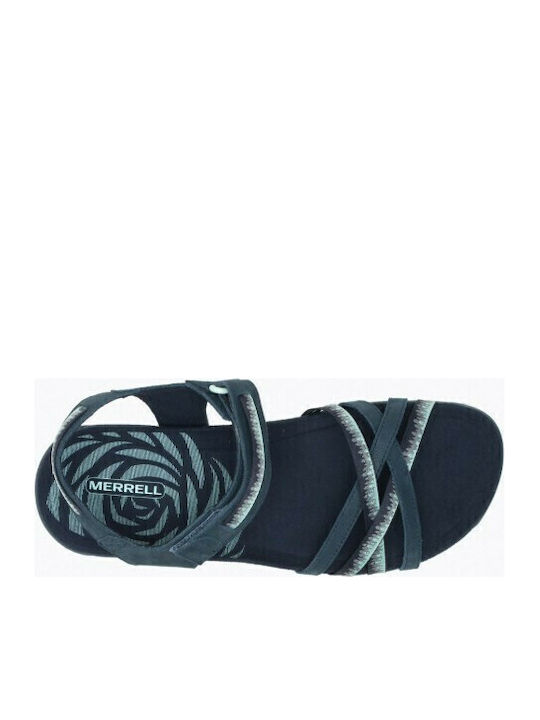 Terran 3 Cush Leather Women's Flat Sandals Sporty in Navy Blue Color