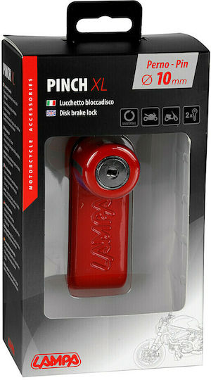 Lampa Pinch XL Κλειδαριά Δισκόφρενου Μοτοσυκλέτας με Διάμετρο Πείρου 10mm Κόκκινο Χρώμα
