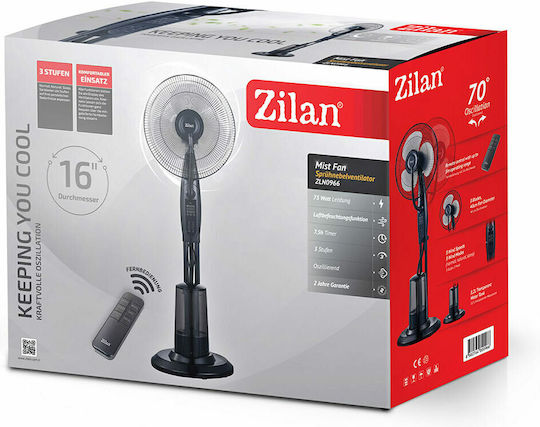 Zilan Zilan Misting Fan 75W Fan Diameter 40cm with Remote Control Black