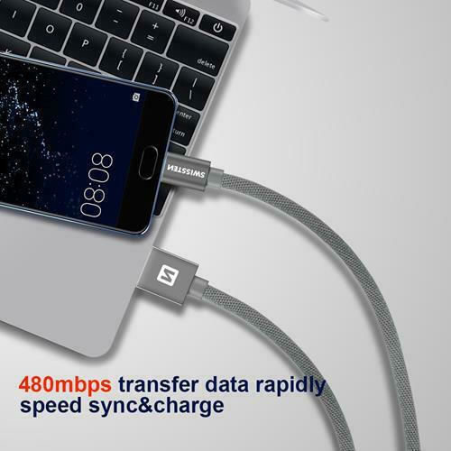 Swissten Textile Braided USB 2.0 Cable USB-C male - USB-A Ασημί 2m 71521303