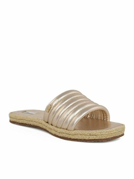 Mexx Joelle Δερμάτινα Σανδάλια Χρυσά