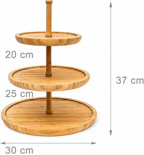 Relaxdays Lemn Etajeră 3 niveluri Bej Ø30xY37cm 1buc