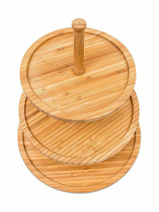 Relaxdays Lemn Etajeră 3 niveluri Bej Ø30xY37cm 1buc