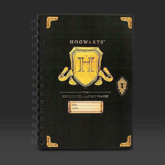 Blue Sky Studios Harry Potter Hogwarts Shield Wiro Μπλοκ Σημειώσεων Σπιράλ A5 Ριγέ με Σκληρό Εξώφυλλο Μαύρο