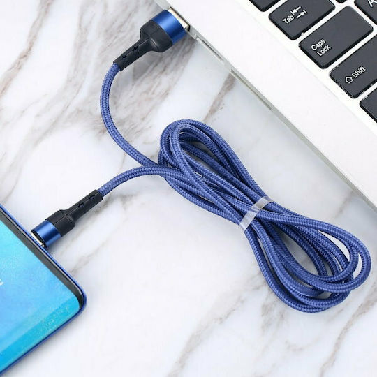 Xipin LX27 Braided USB 2.0 Cable USB-C Male - USB-A Blue 1.2m