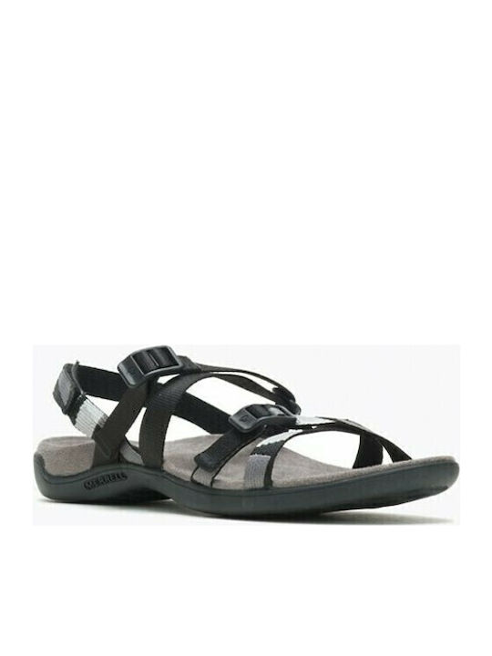 District 3 Backstrap Web Δερμάτινα Γυναικεία Σανδάλια Sporty Μαύρα