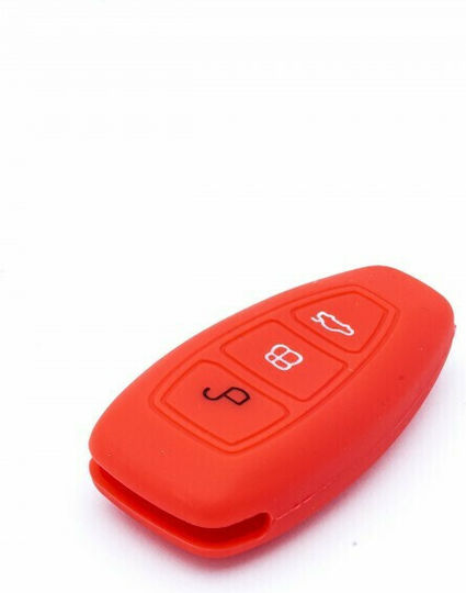 Silicone Car Key Cover Case Car Safety with 3 Buttons for Ford Red