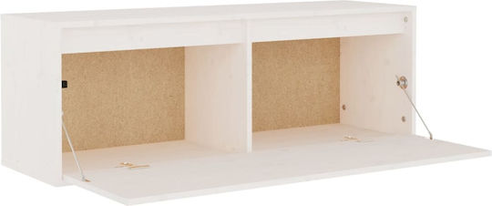 Hanging Living Room Cabinet Made of Solid Wood White 100x30x35cm