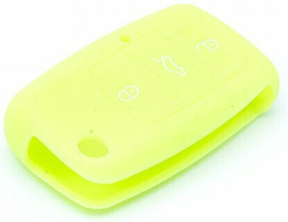 Silicone Car Key Cover Case Car Safety with 3 Buttons for Seat / Skoda / VW Green