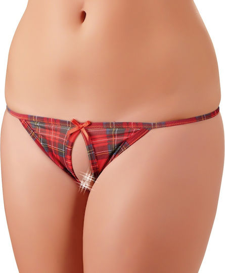 Cottelli Collection Bra & Skirt Plaid Sexy Σετ Εσωρούχων με Δαντέλα Red 3τμχ