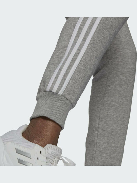 Essentials 3 Streifen Damen Jogginghose mit Lässig Fleece Mittleres Grau Heather / Weiß