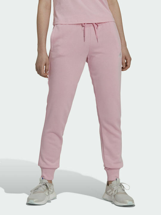 Essentials French Terry Παντελόνι Φόρμας με Λάστιχο True Pink / White