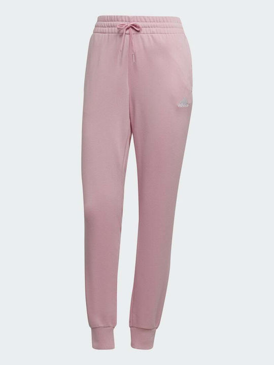 Essentials French Terry Παντελόνι Φόρμας με Λάστιχο True Pink / White