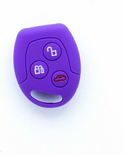 Silicone Car Key Cover Case Car Safety with 3 Buttons for Ford Purple