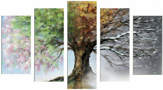 Freebox Four Seasons Fünffach Gemälde Hölzernes 100x60cm