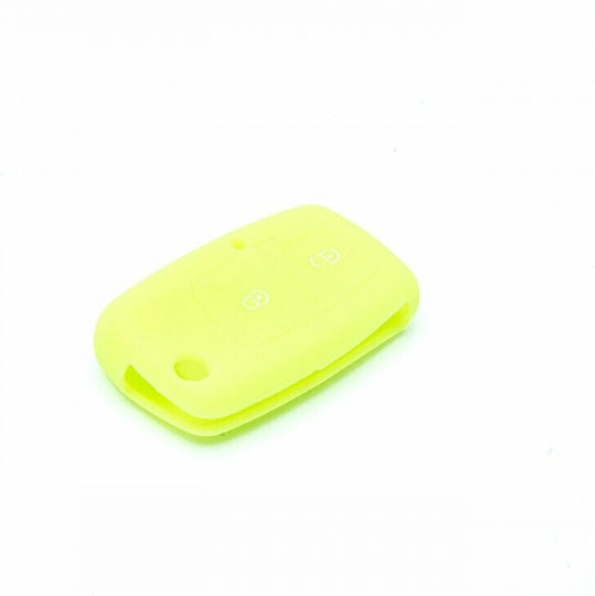Husă Cheie Auto Car Safety Din Silicon Cu 2 Butoane Pentru Seat Skoda VW Verde