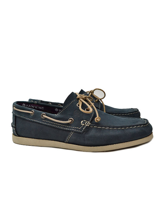 Hawkins Premium Δερμάτινα Ανδρικά Boat Shoes σε Μπλε Χρώμα