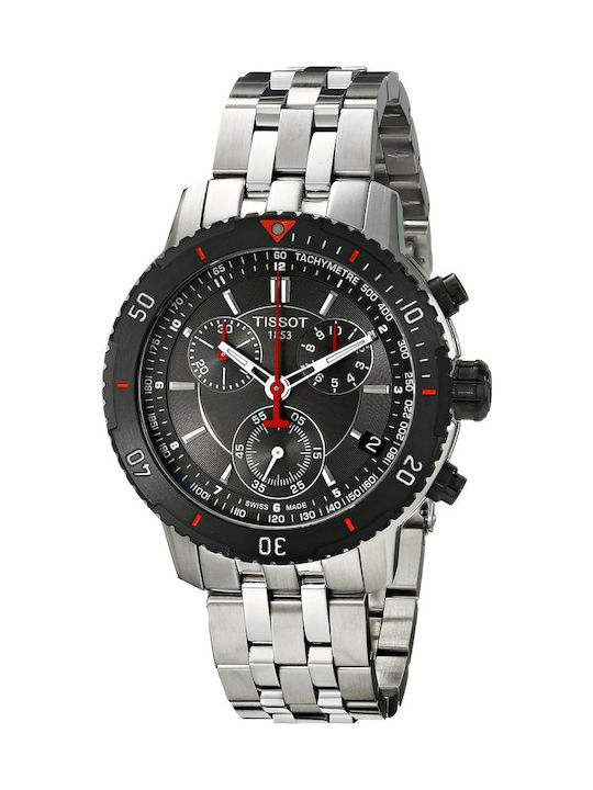 Tissot Ανδρικό Ρολόι 42mm Χρονογράφος Μπαταρίας με Ασημί Μεταλλικό Μπρασελέ
