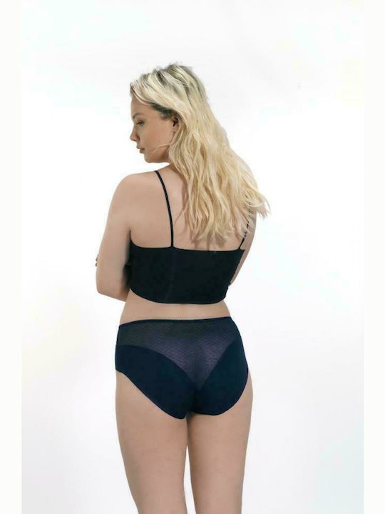 CottonHill Millie Cotton High-waisted Women's Slip with Lace Navy Blue