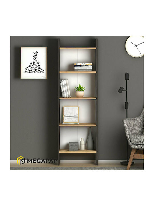 Bibliothek Flora Industrial Grey - Oak 52x25x158cm