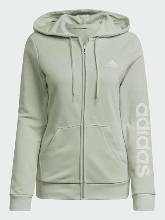Essentials Damen Sweatshirtjacke Kapuzen Linen Green