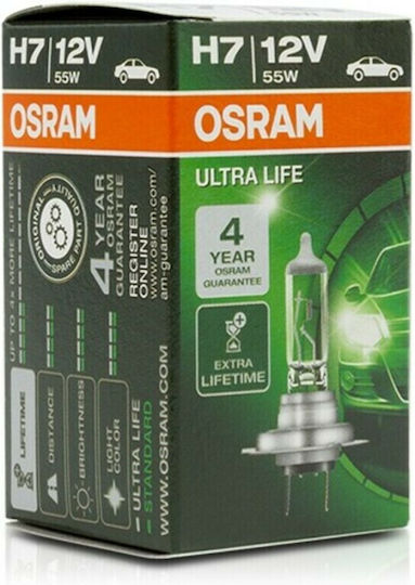 Osram Car Lamp Ultra Life H7 Halogen Warm White 12V 55W