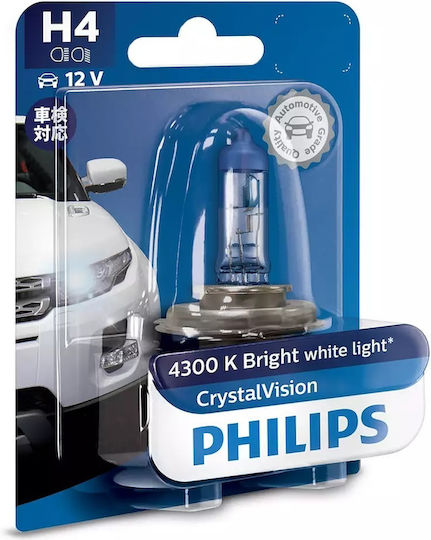 Philips Lamps Car Crystal Vision H4 Halogen 4300K Natural White 12V 60W 1pcs