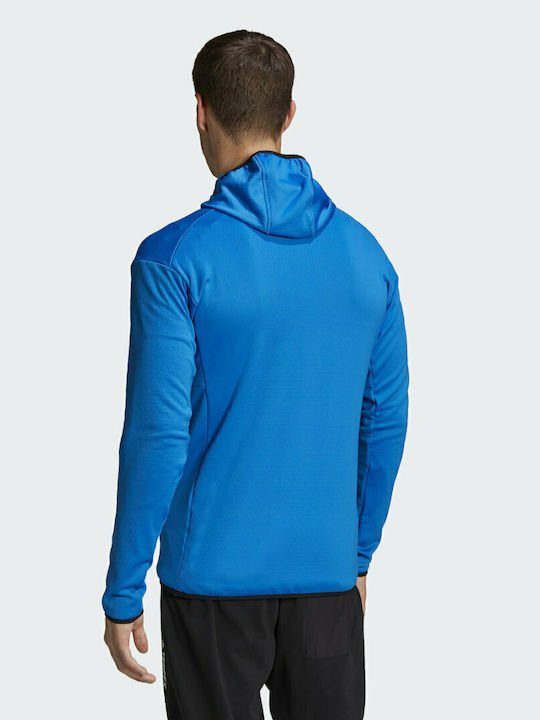 Adidas Terrex Tech Lite Ανδρική Ζακέτα Fleece με Φερμουάρ και Κουκούλα Shock Blue