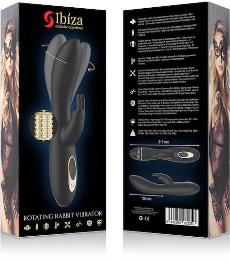 Ibiza Rotating Rabbit Vibrator Δονητής Rabbit 21.5cm Black