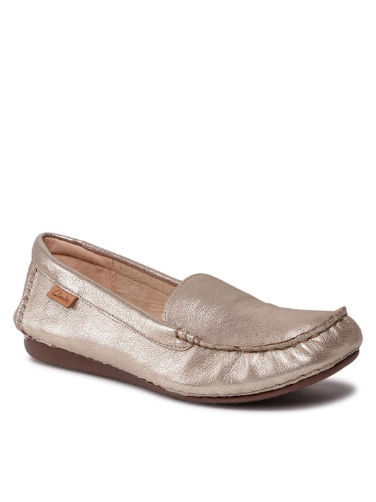 Clarks Freckle Walk Women's Leather Moccasins Gold