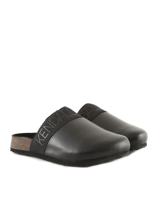Brezler Flat Δερμάτινα Mules σε Μαύρο Χρώμα