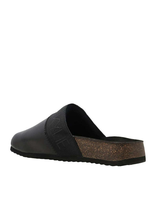 Brezler Flat Δερμάτινα Mules σε Μαύρο Χρώμα