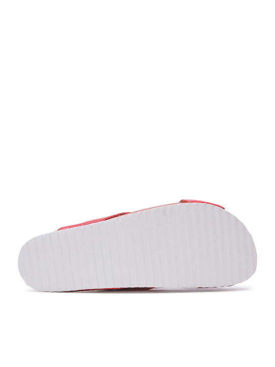 Leather Women's Flat Sandals Anatomic in Red Color