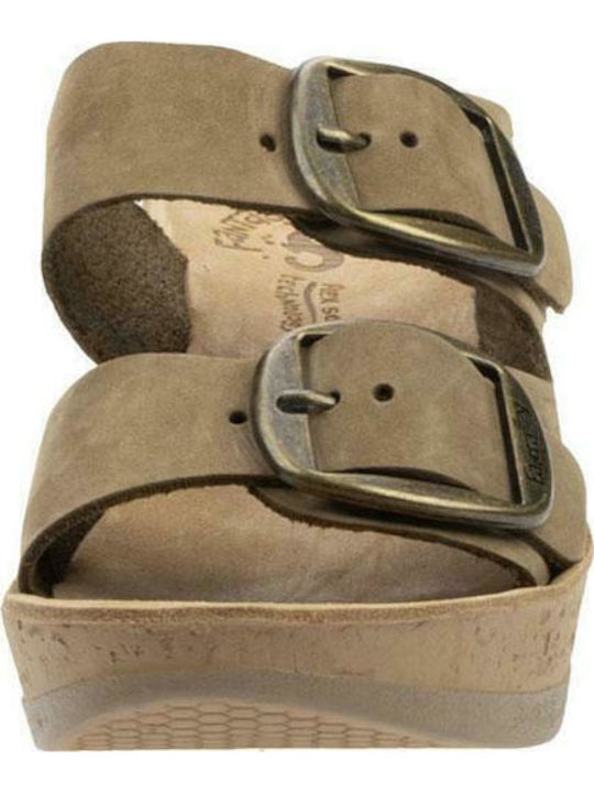 Helena Anatomic Women's Leather Platform Wedge Sandals Brown