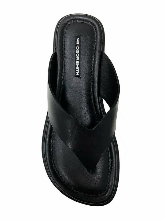 Sinful Women's Leather Platform Wedge Sandals Black