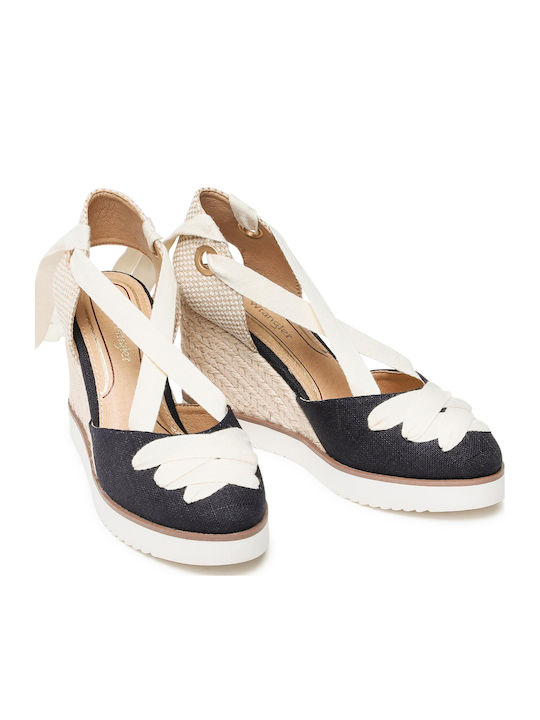 Isla Sash Women's Fabric Platform Espadrilles Navy Blue