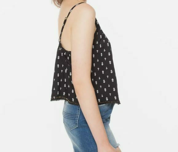 Superdry, Vintage embellished cami top black geo