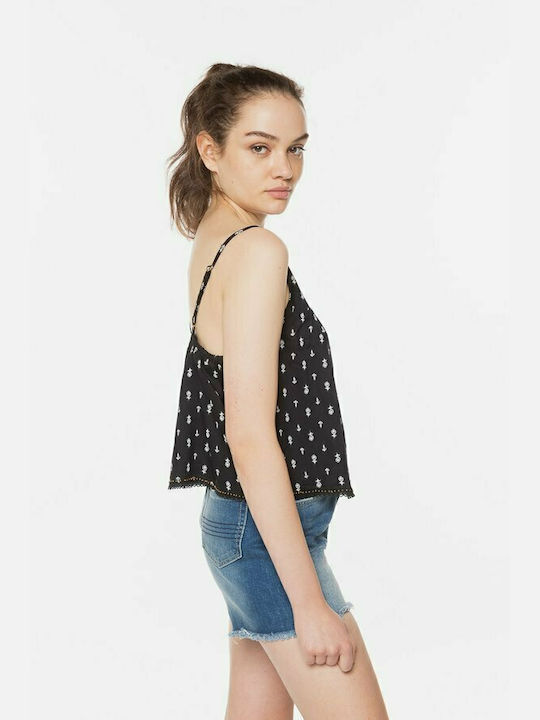 Superdry, Vintage embellished cami top black geo