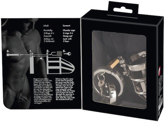 You2Toys Chastity Cage Stainless Steel Penis Cage in Gray Color