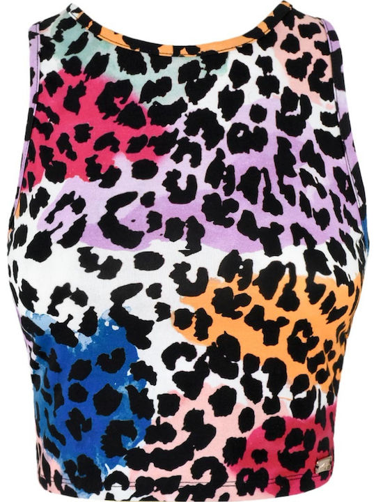 Bluze Damă de Vara Crop Top Bumbac Fără Mânecă Animal Print Roz